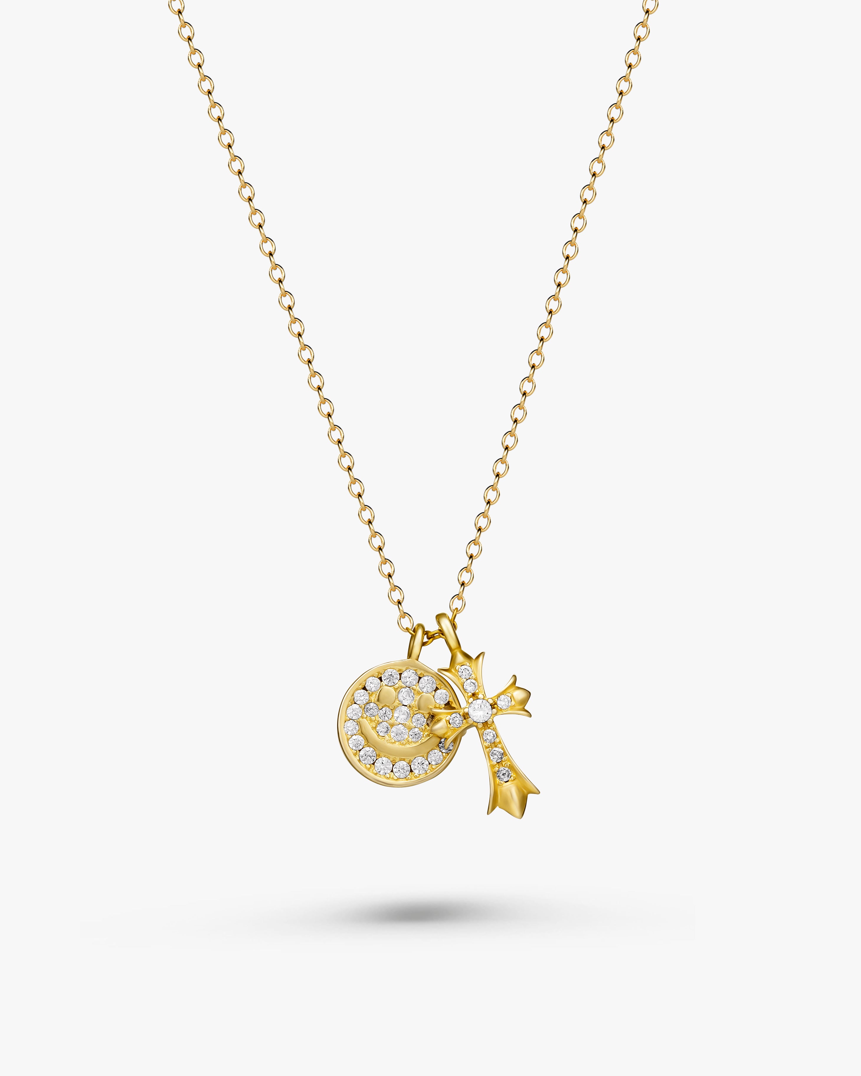 足跡プリントのゴールド マキシ スター ネックレス s925 smile&cross necklace #N21 – LOSE FORD