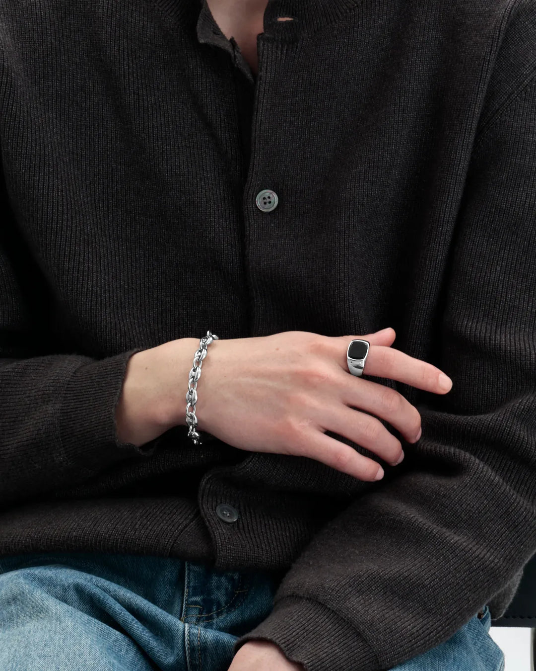 316L black signet ring #R45