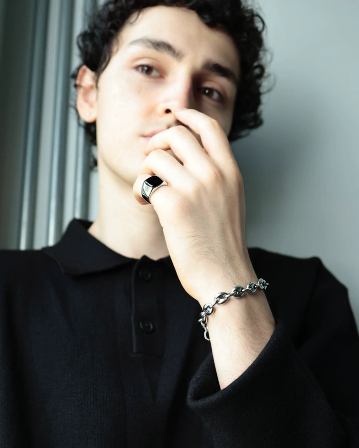 316L black signet ring #R45