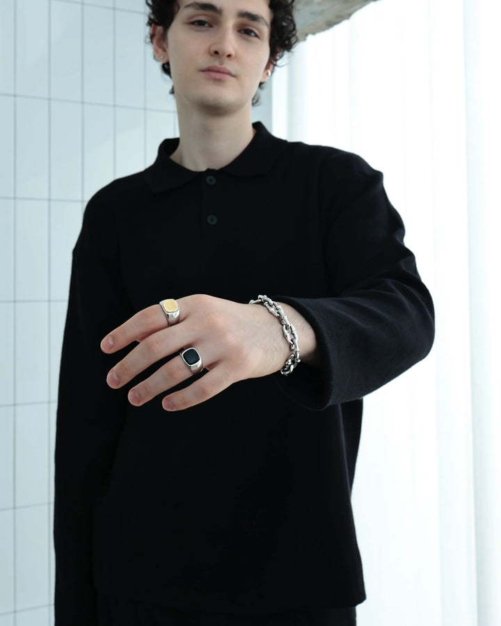 316L black signet ring #R45