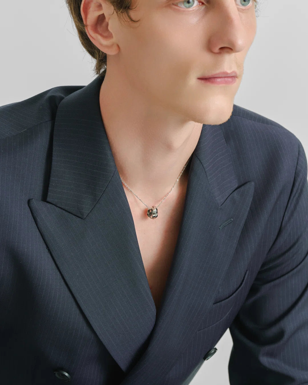 316L cut double ring necklace #N113
