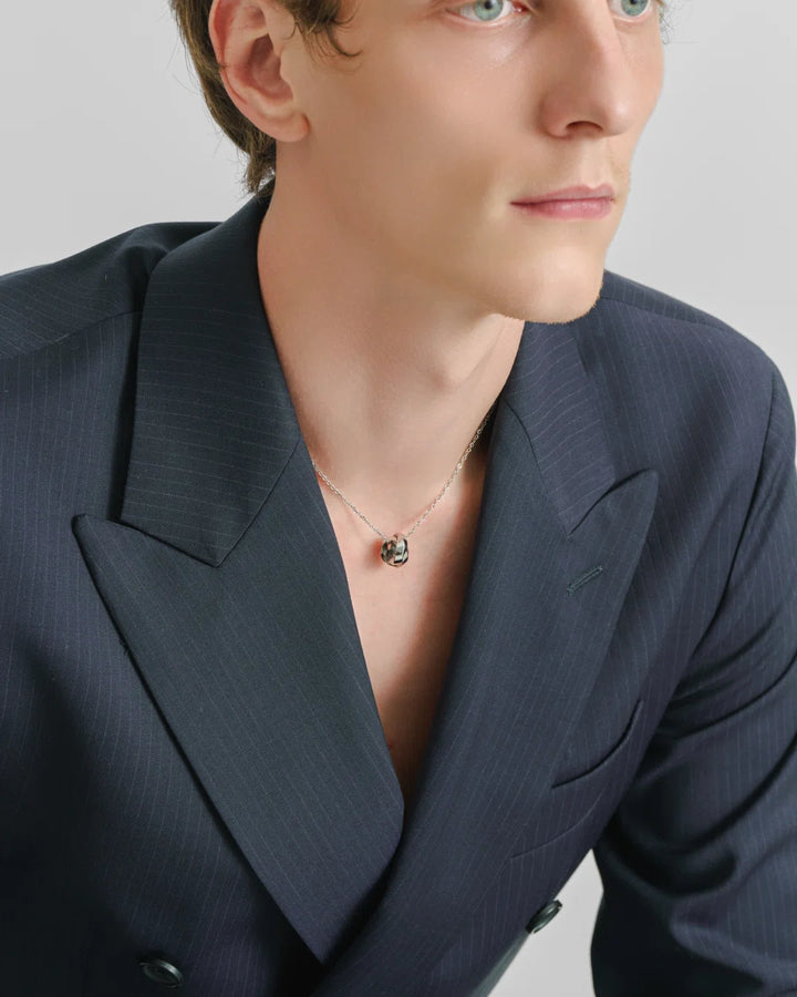 316L cut double ring necklace #N113