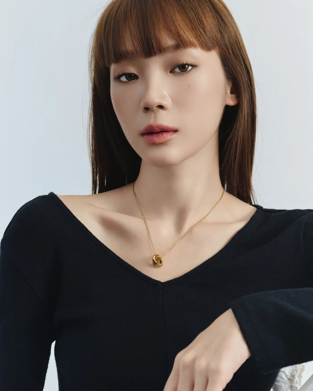 316L cut double ring necklace #N113