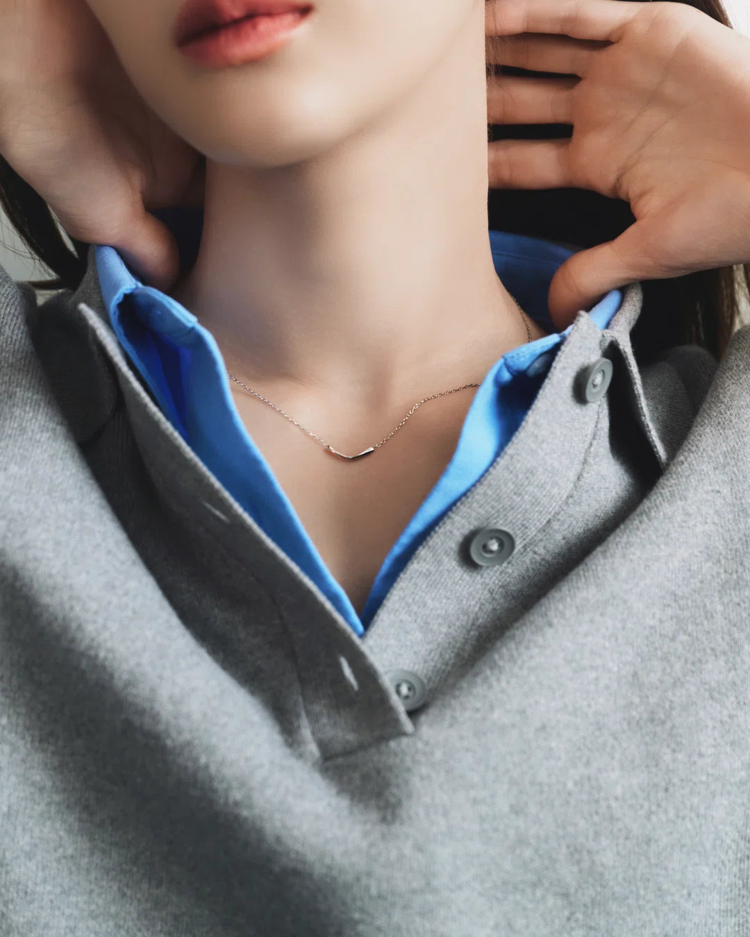 316L v curve necklace #N115