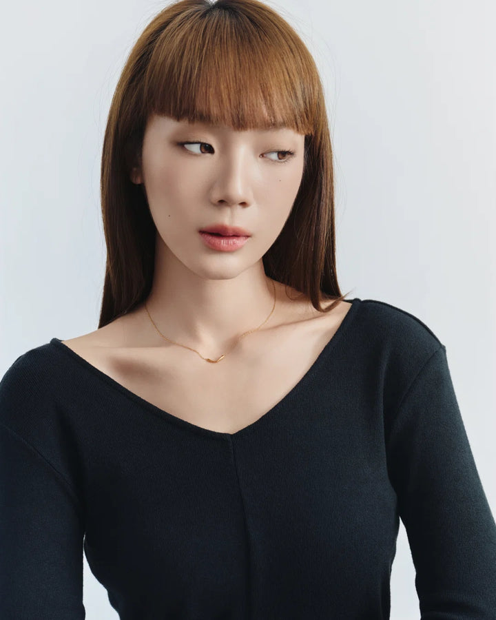 316L v curve necklace #N115