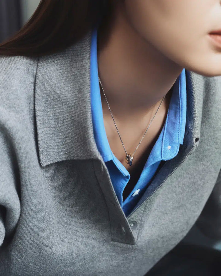 s925 double ring necklace #N118