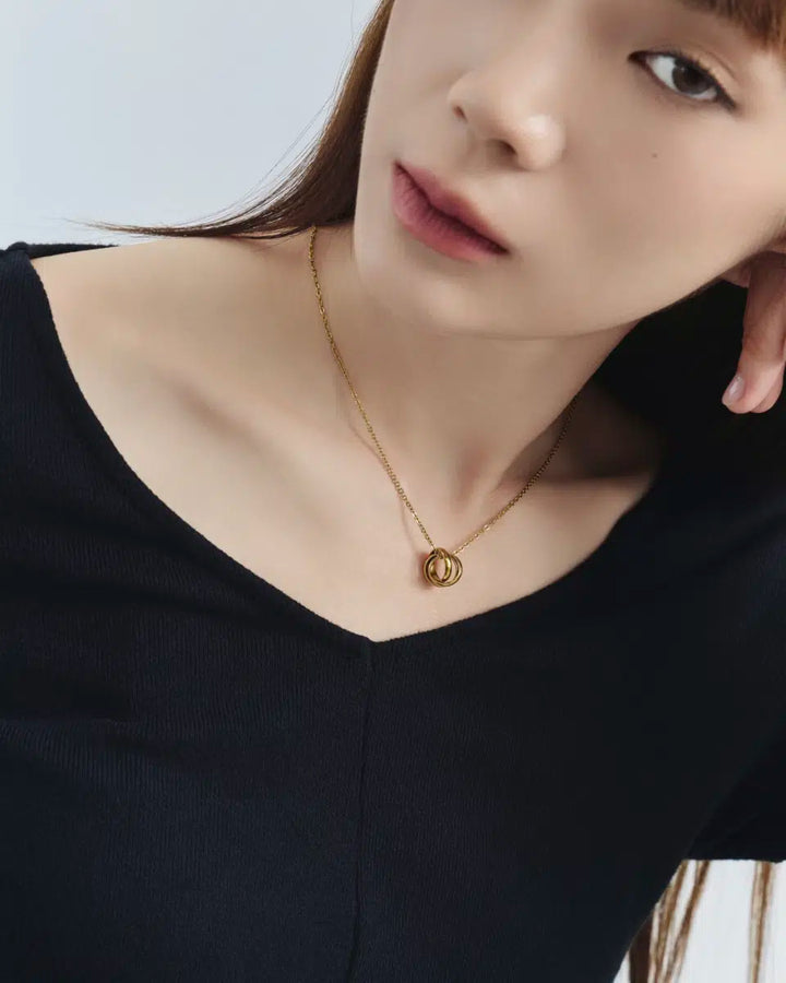 316L triple ring necklace #N125