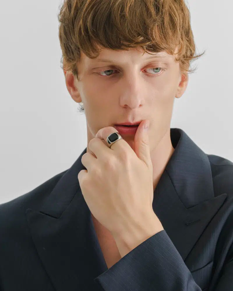 316L black signet ring #R45