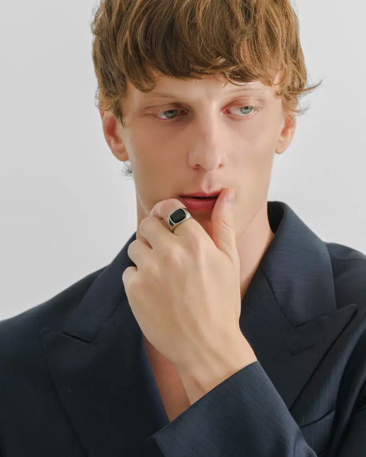 316L black signet ring #R45