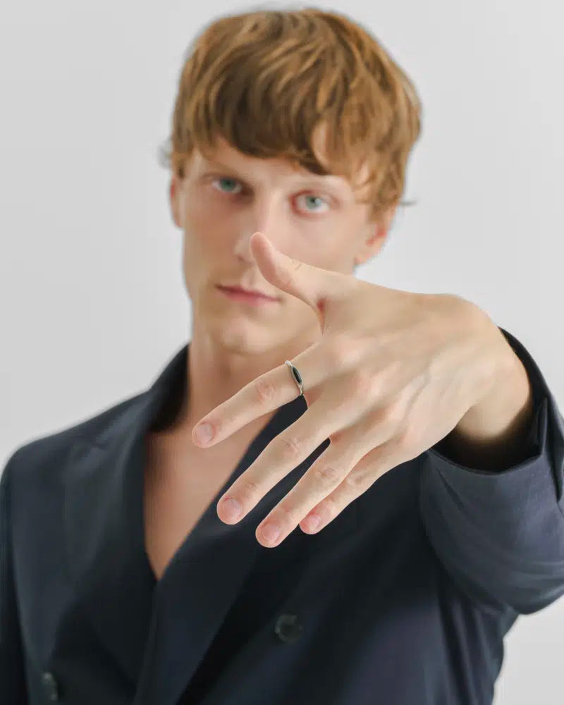 316L slim black signet ring #R64