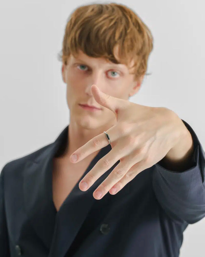316L slim black signet ring #R64