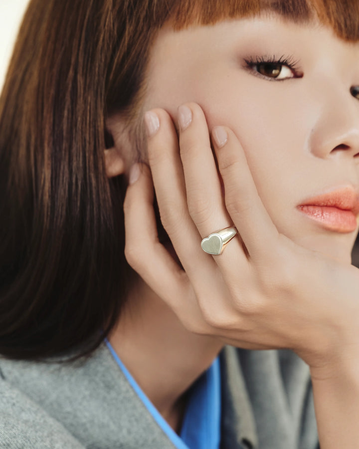 316L heart signet ring #R69