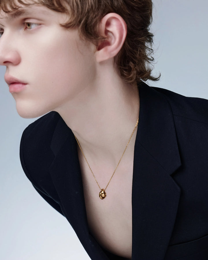 316L cut double ring necklace #N113