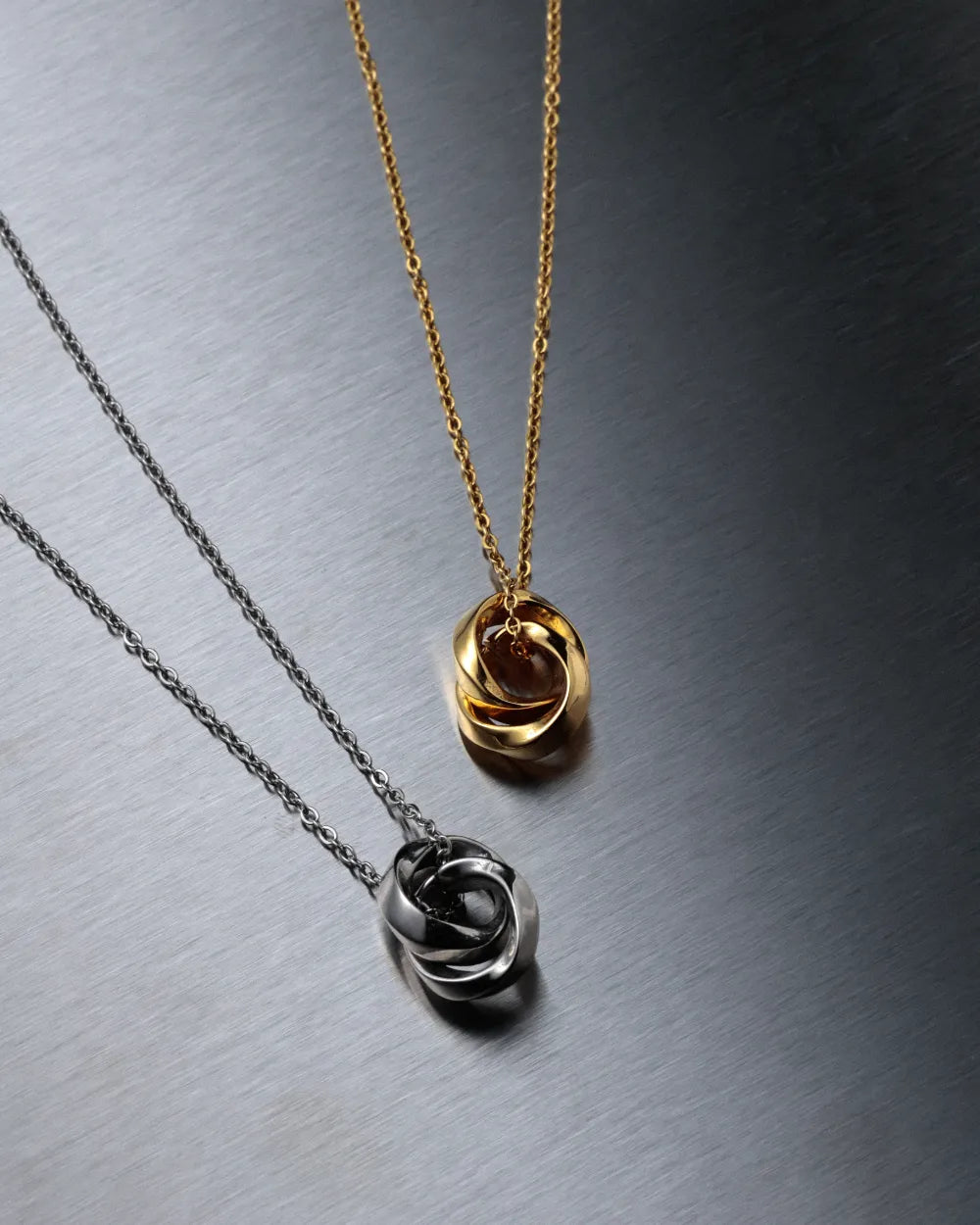 LOSEFORD カット ダブルリング ネックレス 316Lステンレス メンズ ネックレス