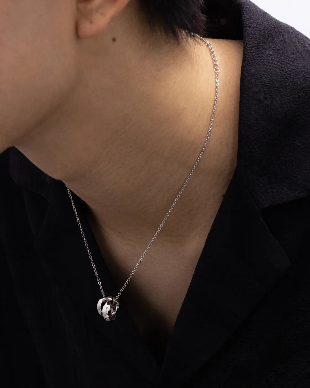 LOSEFORD カット ダブルリング ネックレス 316Lステンレス メンズ ネックレス