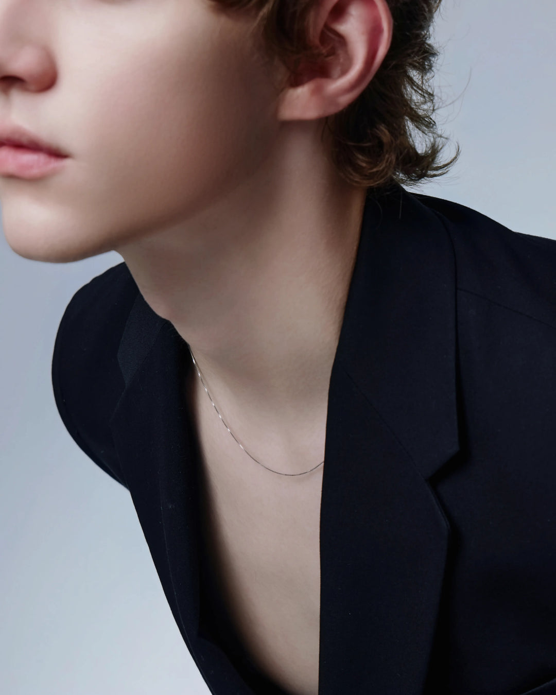 s925 box chain necklace #N116