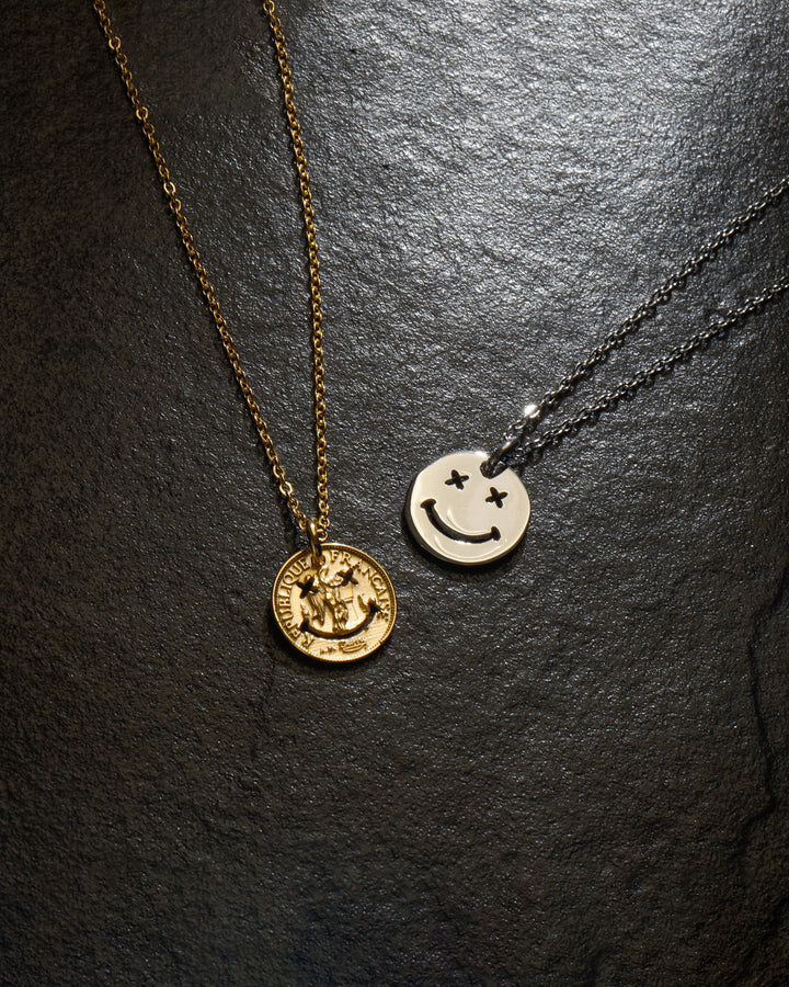 316L smile coin necklace #N41