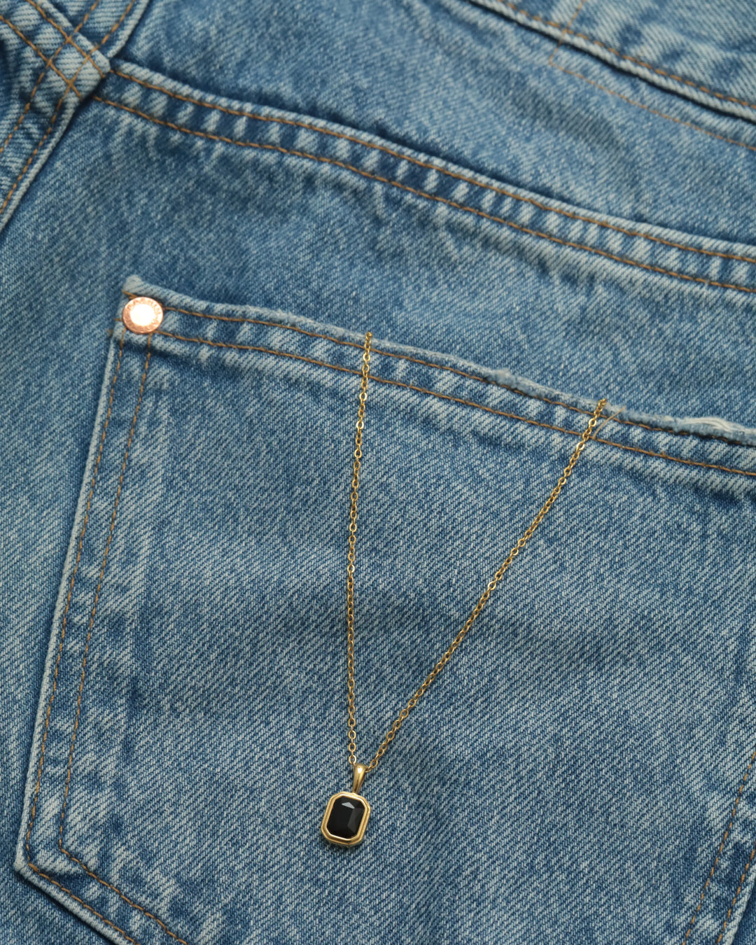 316L black stone necklace #N99