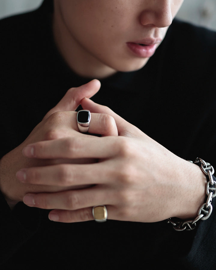 316L black signet ring #R45