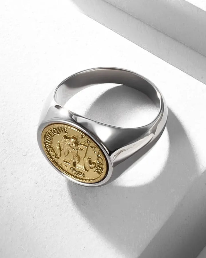 316L coin ring #R34