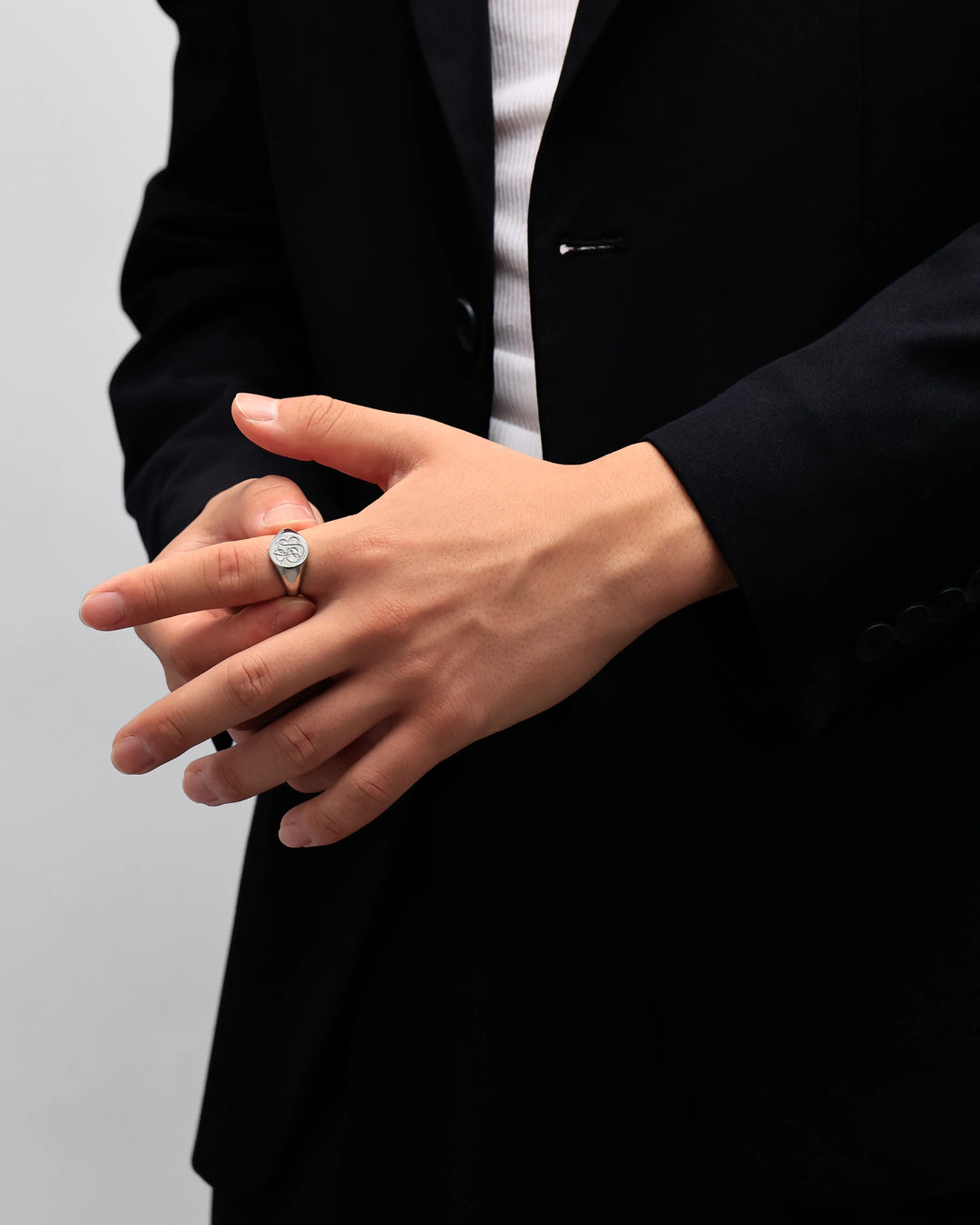 316L script signet  ring #R35
