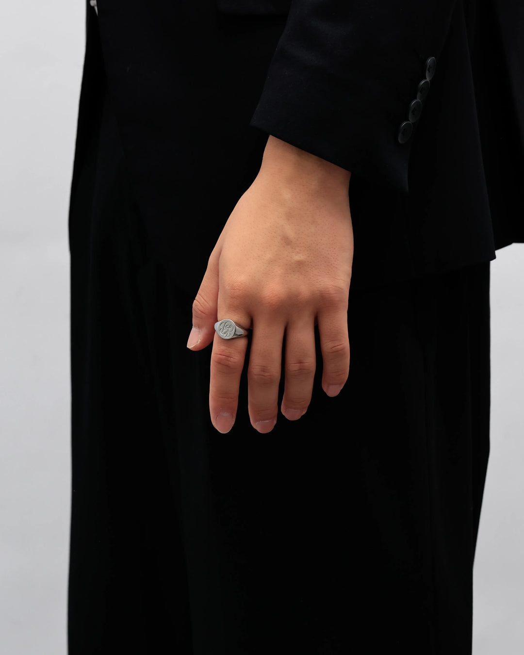 316L script signet  ring #R35