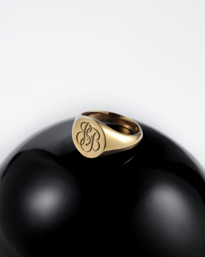 316L script signet  ring #R35