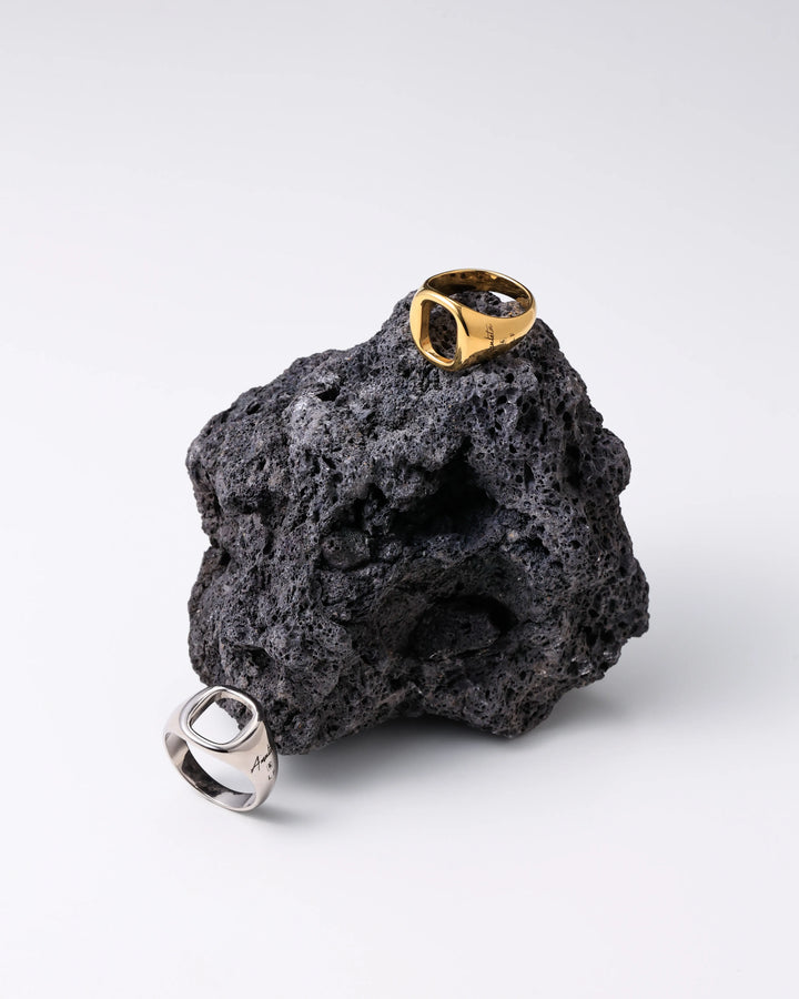 316L open signet ring #R48
