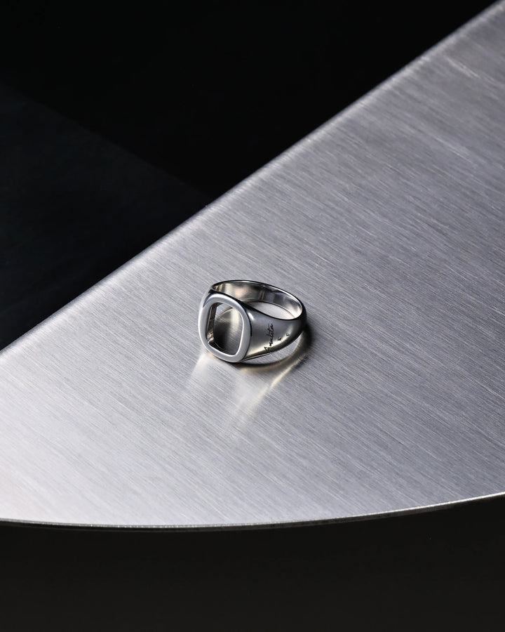 316L open signet ring #R48