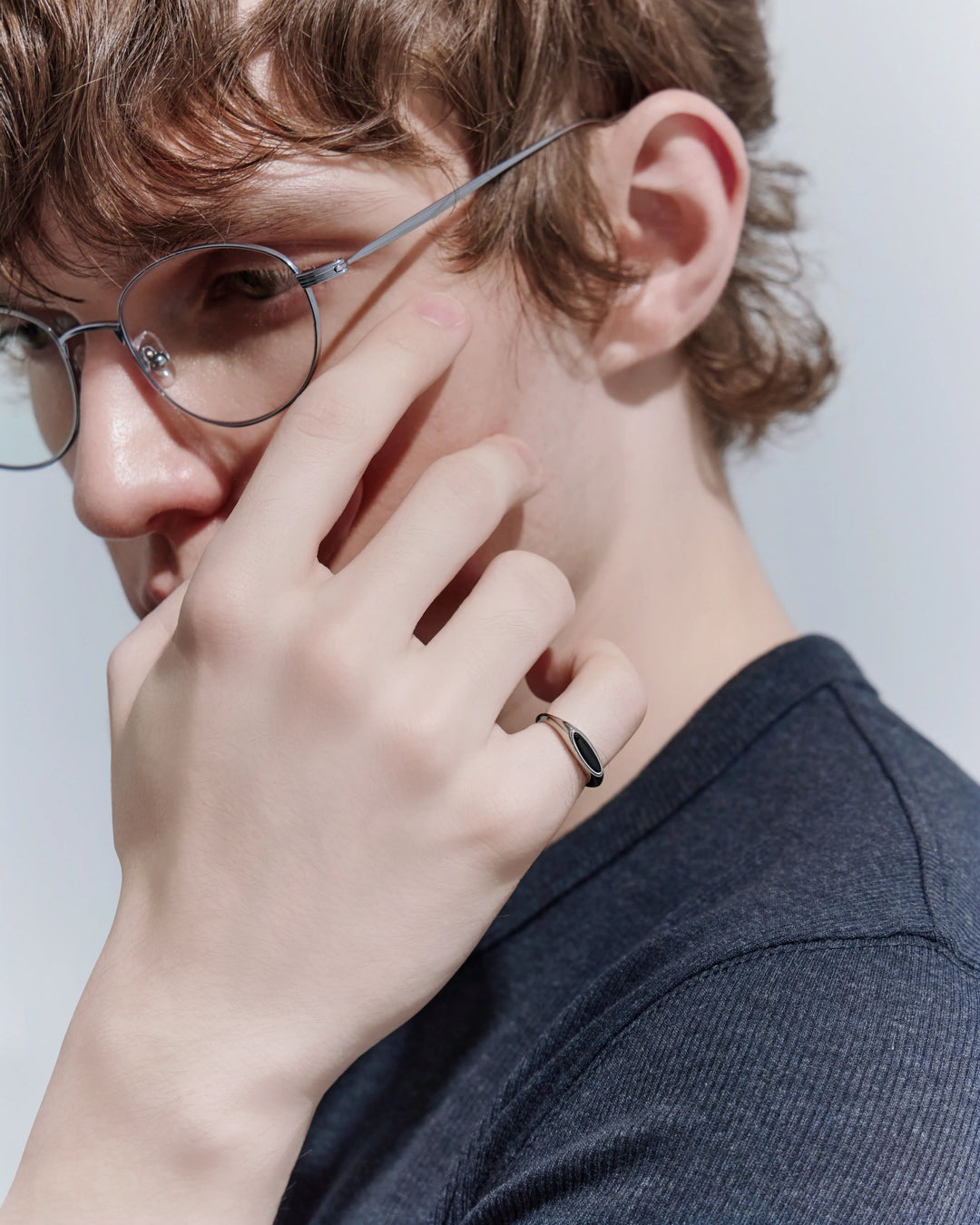 316L slim black signet ring #R64