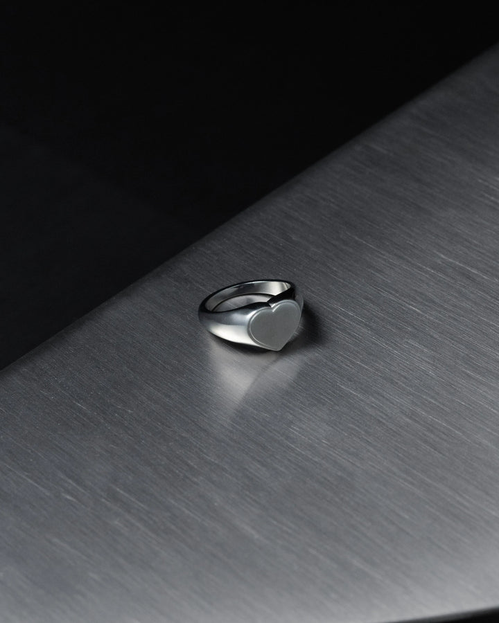 316L heart signet ring #R69